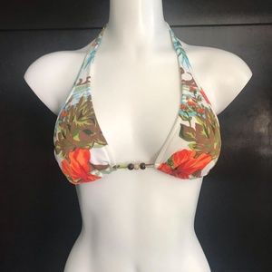 Raisins floral multi color halter bikini top